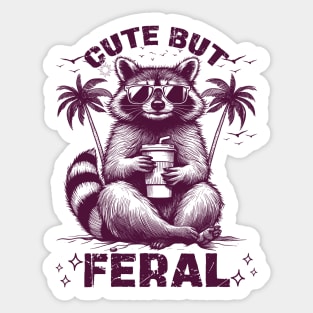 Cute But Feral Vintage Raccoon Sticker